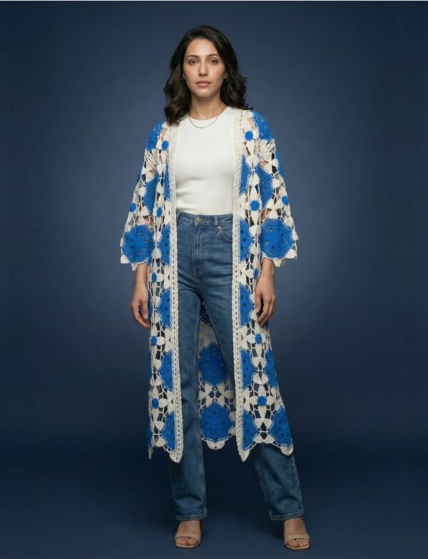 Crochet Medallion Long Cardigan