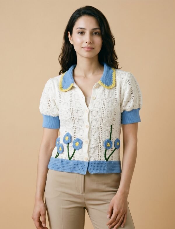 Floral Polo Crochet Shirt